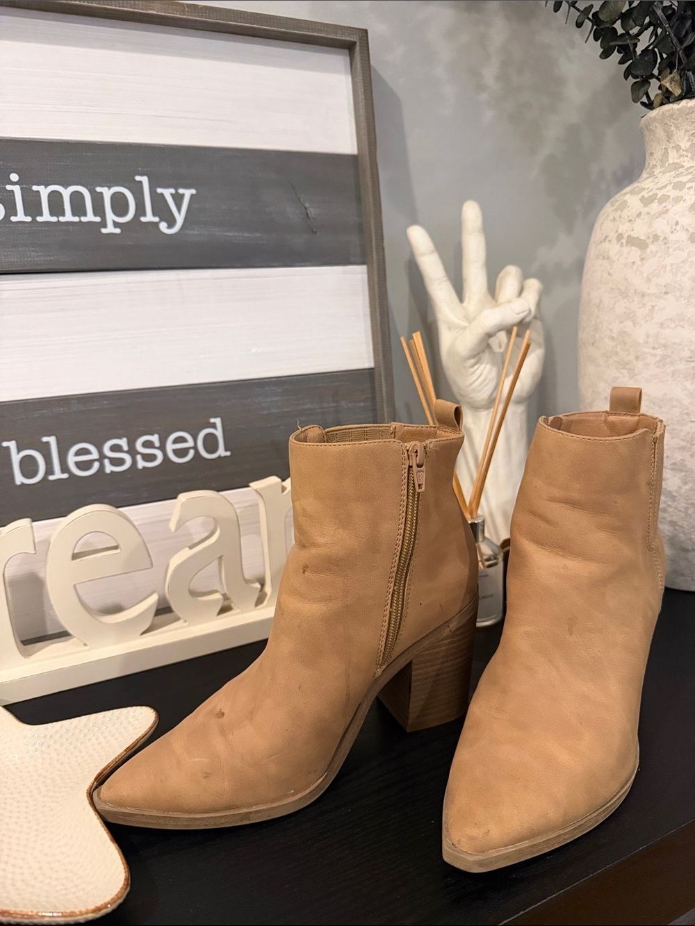 Universal Thread Tan Suede Pointed Toe Ankle Boots